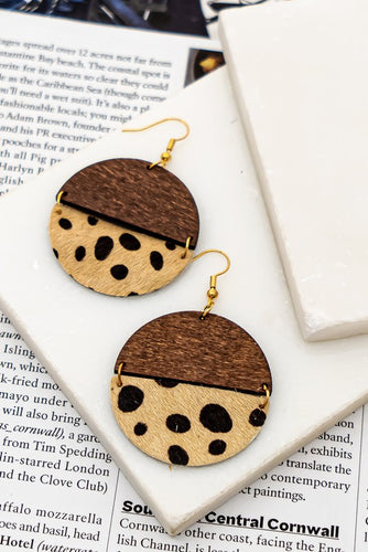 Leopard & Wood Earrings